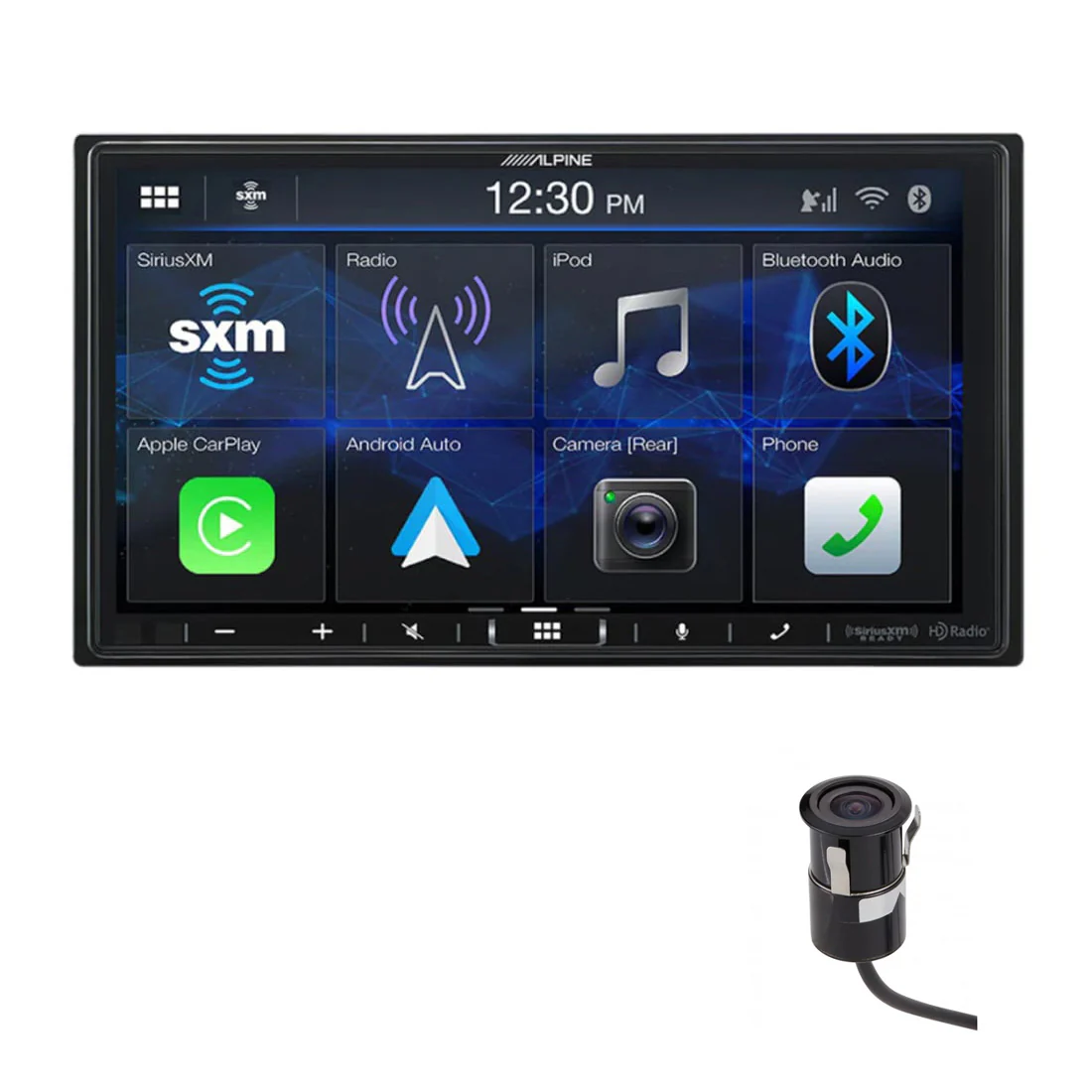 Alpine ILX-407 Double-Din 7" Digital Multimedia Car Receiver | EchoMaster CAM551 Backup Camera - Bundle