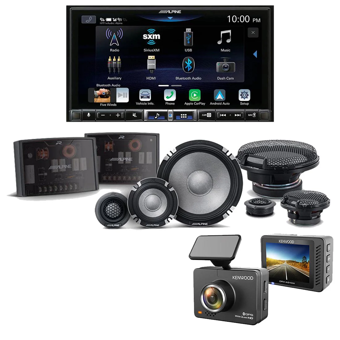 Alpine ILX-507 Multimedia Receiver | R2-S653 6.5" Speaker System | Kenwood DRV-A510W Dash Cam - Bundle
