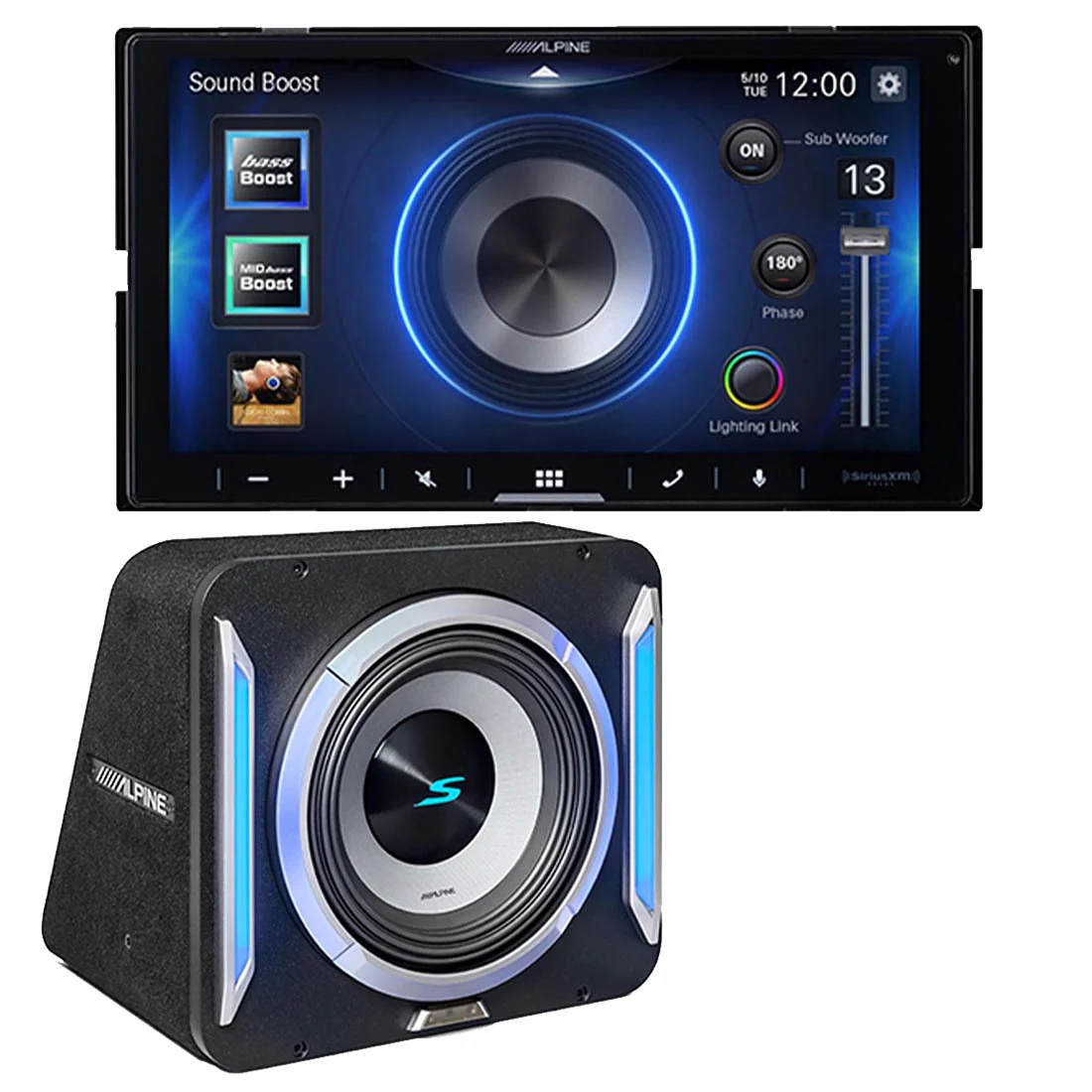 Alpine iLX-W670 Digital Multimedia Receiver | S2-SB10 Preloaded Subwoofer Wedge Enclosure - Bundle