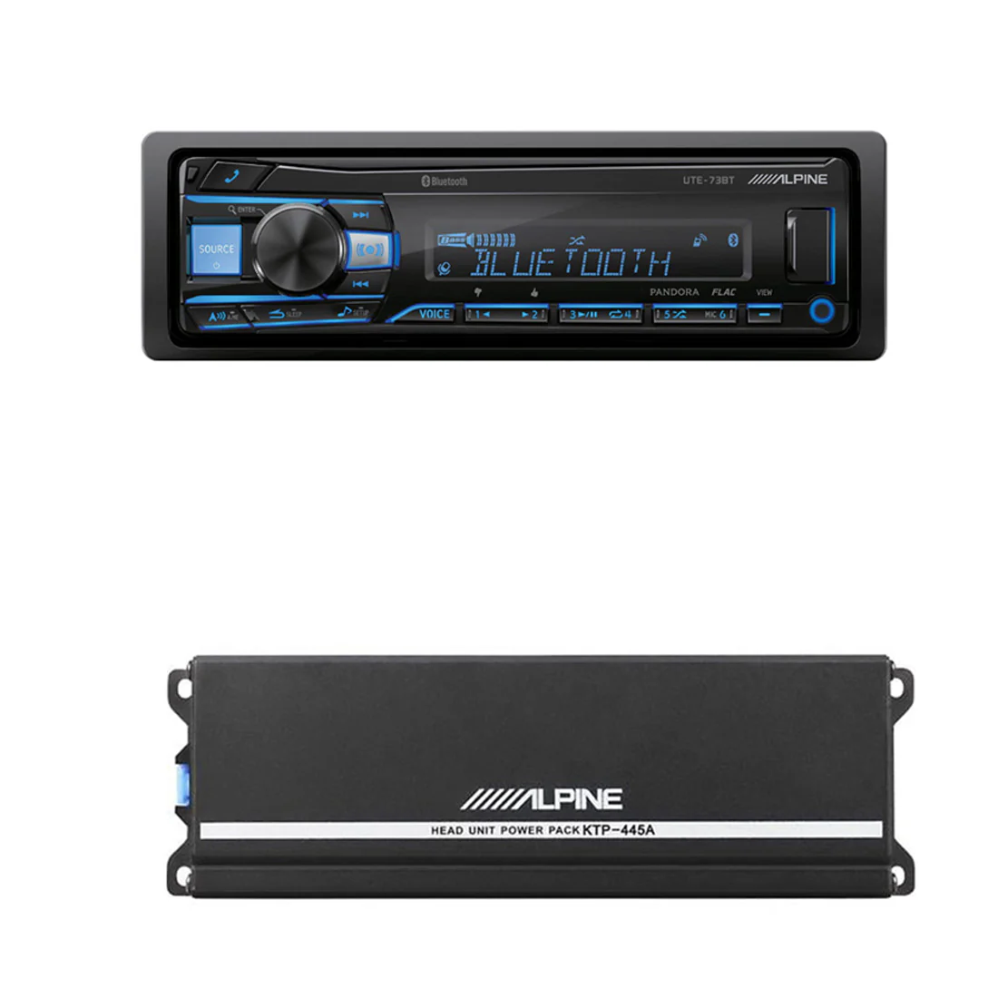 Alpine UTE-73BT Digital Media Receiver | KTP-445A 4-Channel Amplifier -Bundle