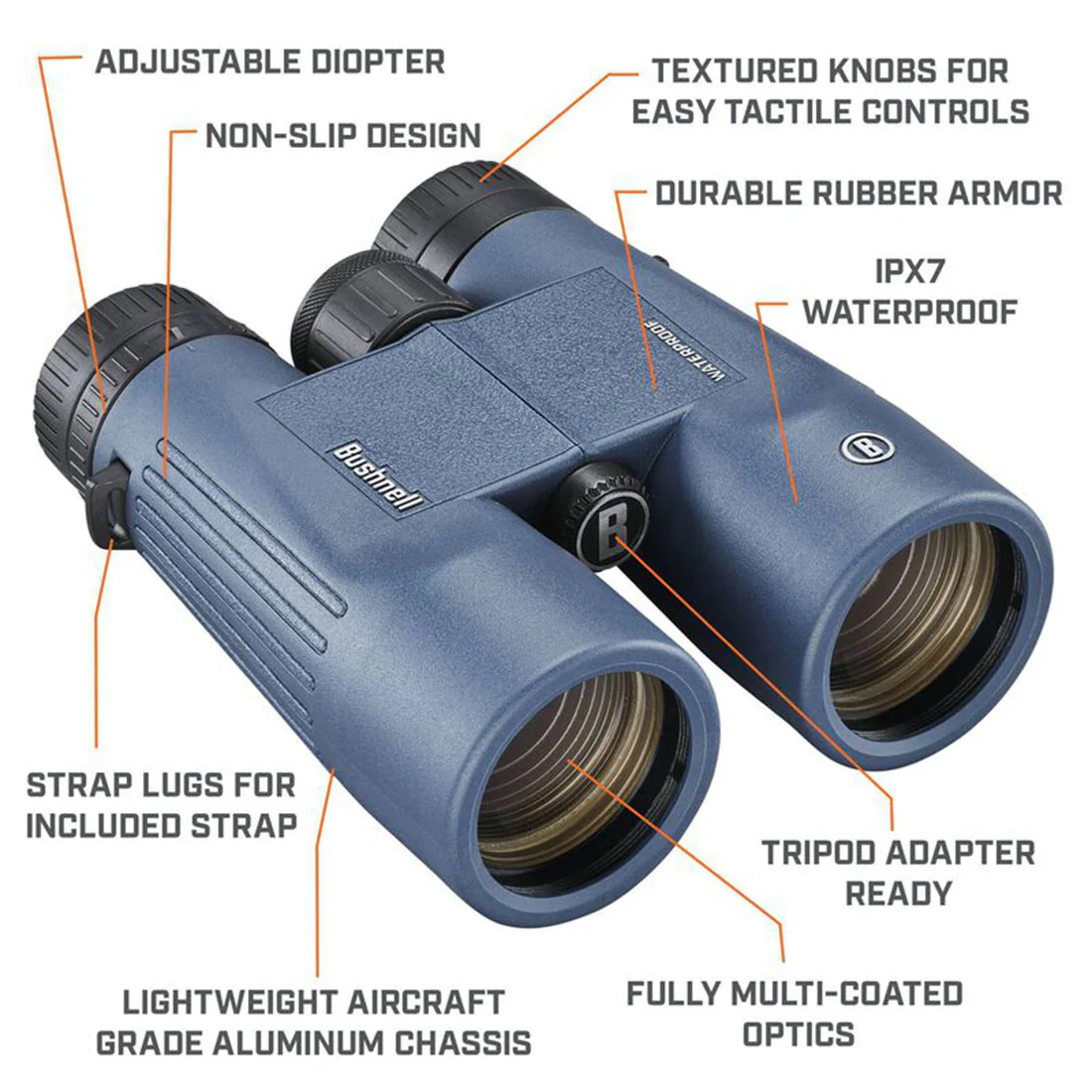 Bushnell 15-0142R H2O 10x42 Roof Prism Waterproof Binoculars (150142R) - Image 8