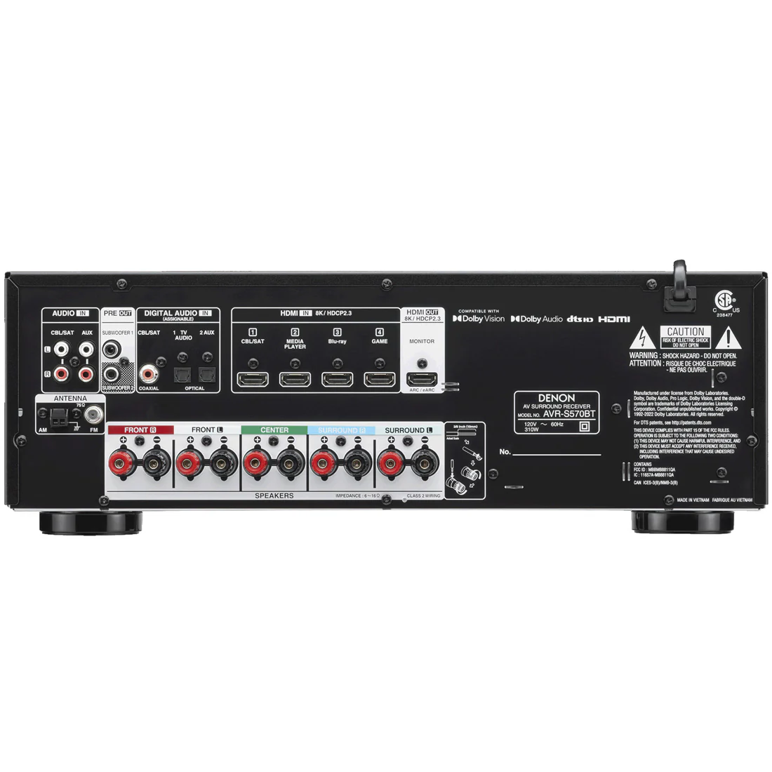 Denon AVR-S570BT 5.2 Channel 8K Receiver | Magnat MSC252B Center Channel Speaker Bundle - Image 3