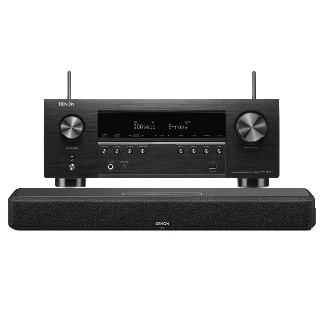 Denon AVR-S970H 7.2 Channel 8K Receiver | Home 550 Smart Sound Bar Bundle