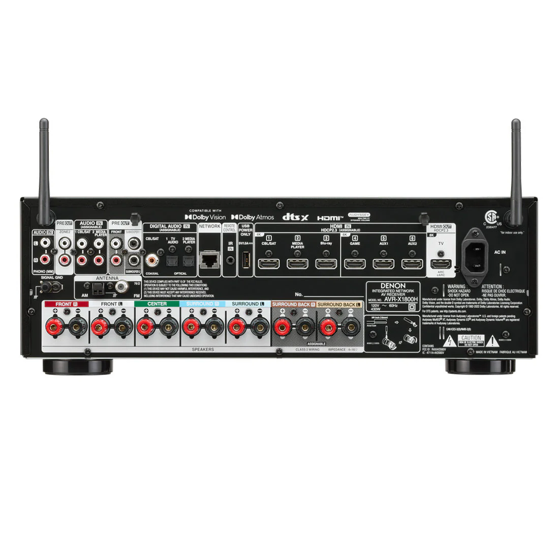 Denon AVR-X1800H 7.2 Channel 8K Receiver | Home Subwoofer Bundle - Image 5