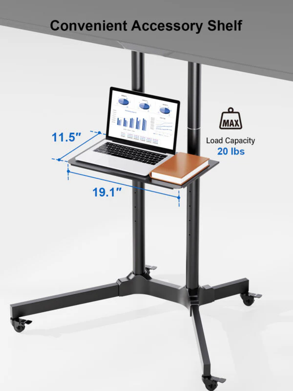 ErgoAV BETCL1-01B Cart for TVs 40" to 75" with Height Adjust (BETCL101B) - Image 3