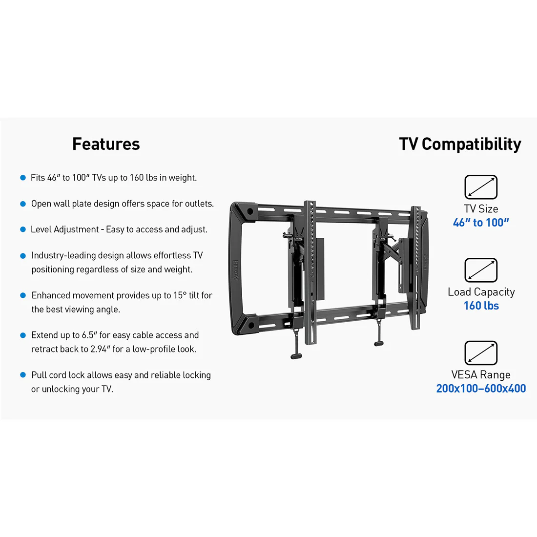 ErgoAV ERMTL3-01B Large Extend Tilt Mount for TVs 46" to 100" (ERMTL301B) - Image 17