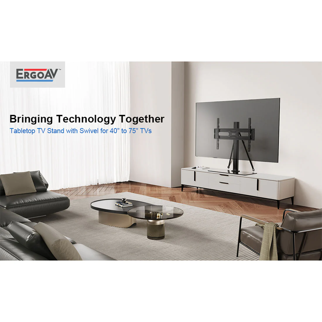 ErgoAV ERTSL2-01B Tabletop TV Stand with Swivel for 40" to 75" TVs (ERTSL201B) - Image 3