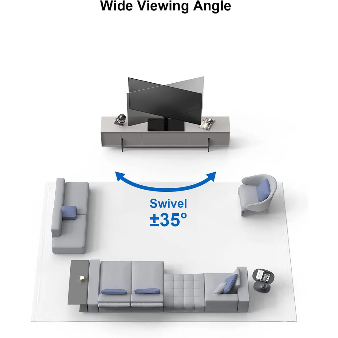 ErgoAV ERTSL2-01B Tabletop TV Stand with Swivel for 40" to 75" TVs (ERTSL201B) - Image 7