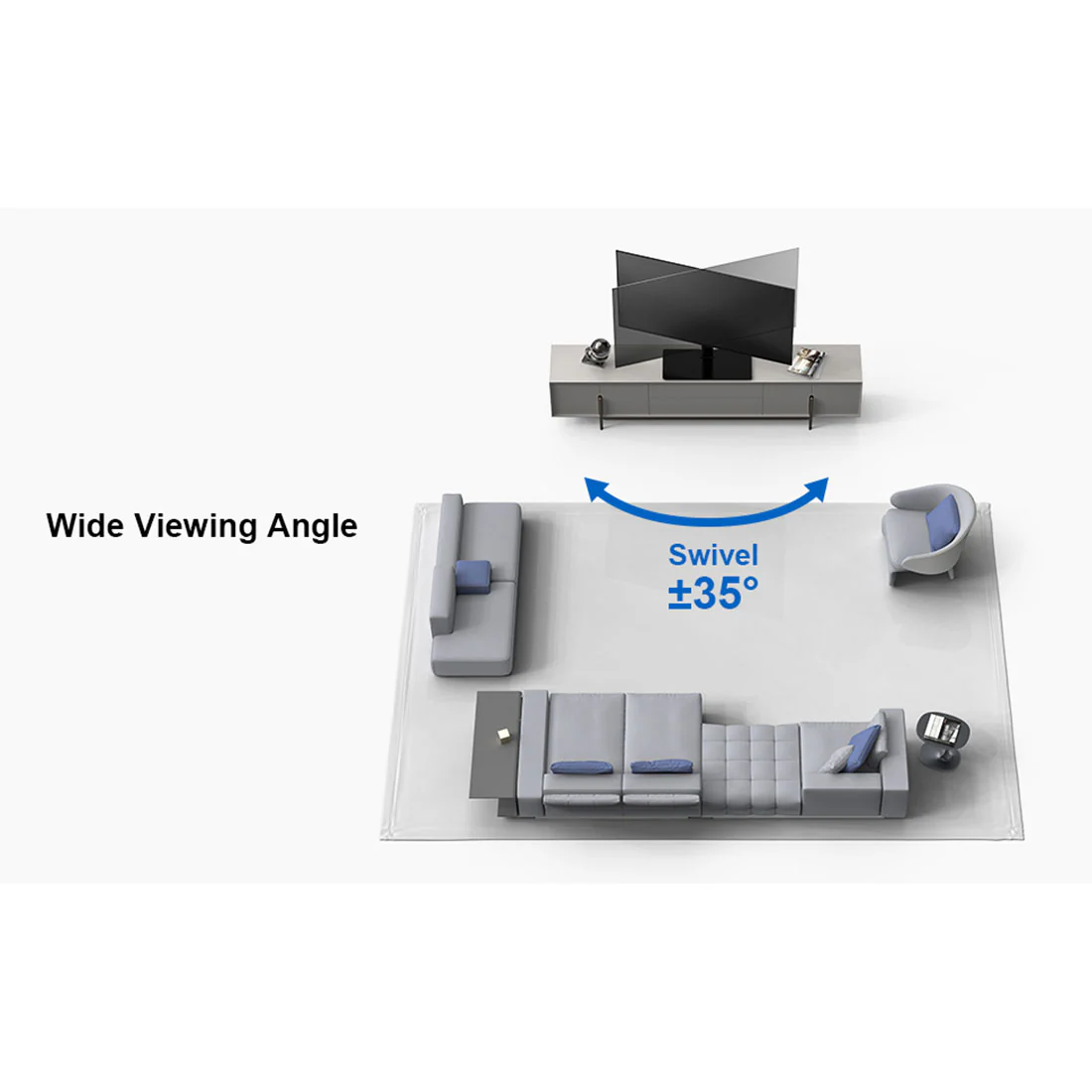 ErgoAV ERTSL2-01B Tabletop TV Stand with Swivel for 40" to 75" TVs (ERTSL201B) - Image 9