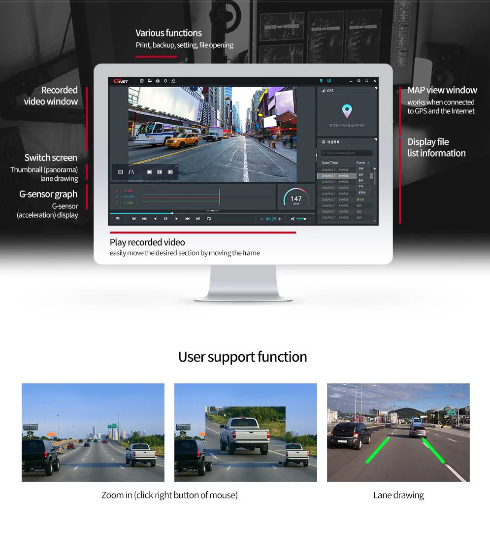GNET G-ONX 2 Channel FHD Dual Dash and Rear Camera System - 1080p with HDR (GONX) - Image 9