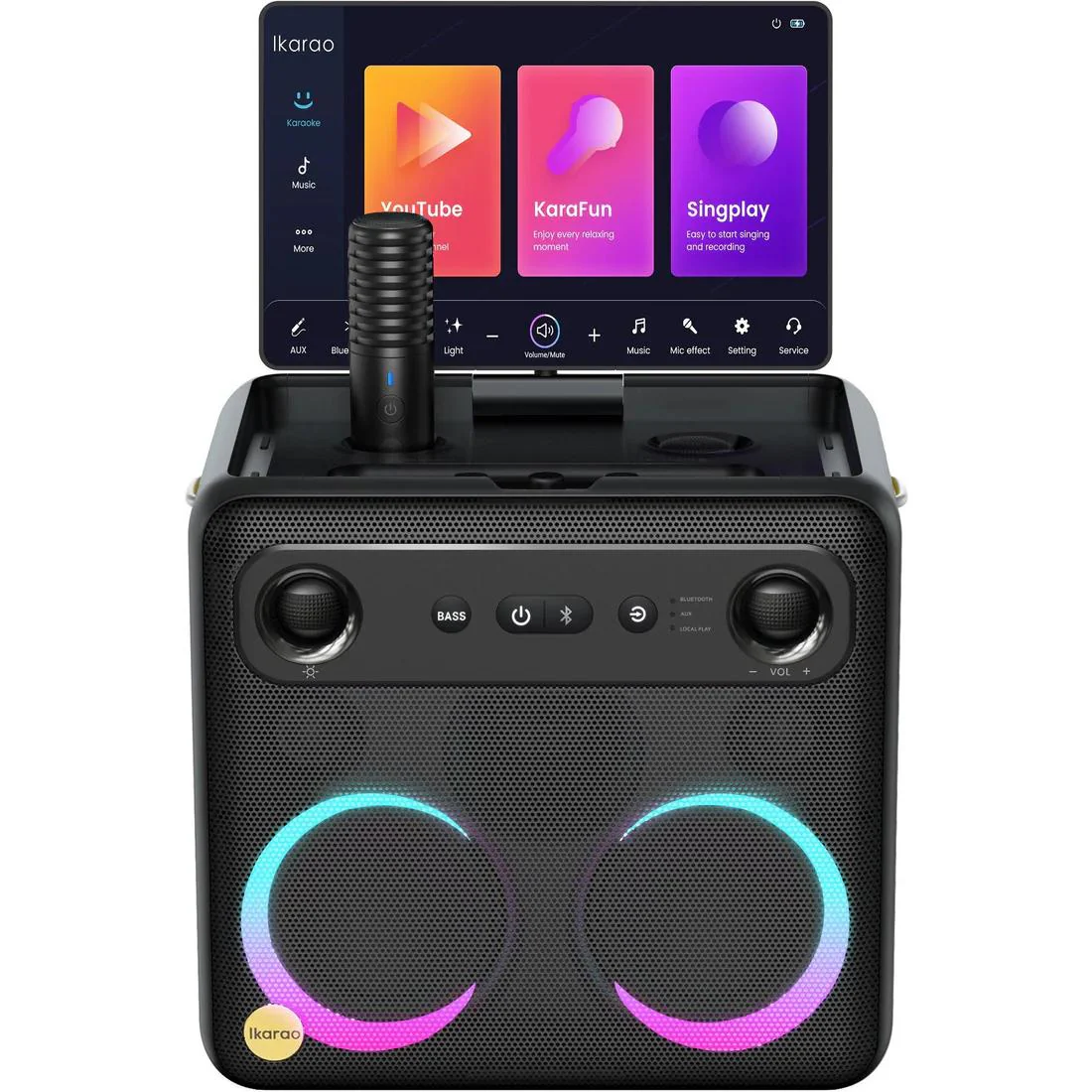 Ikarao Break X2 10.1" Touchscreen Karaoke Machine With Wireless Mics | SS01 Tripod for X Series - Bundle - Image 2