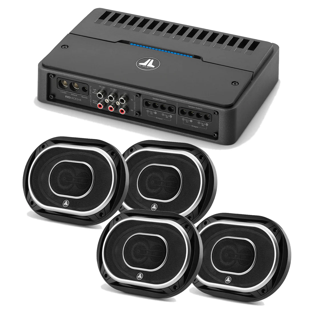 JL Audio RD400/4 4 Ch. Amplifier - #98621 | C2-690TX 6×9"Coaxial Speakers (2 Pairs) - #99619 - Bundle