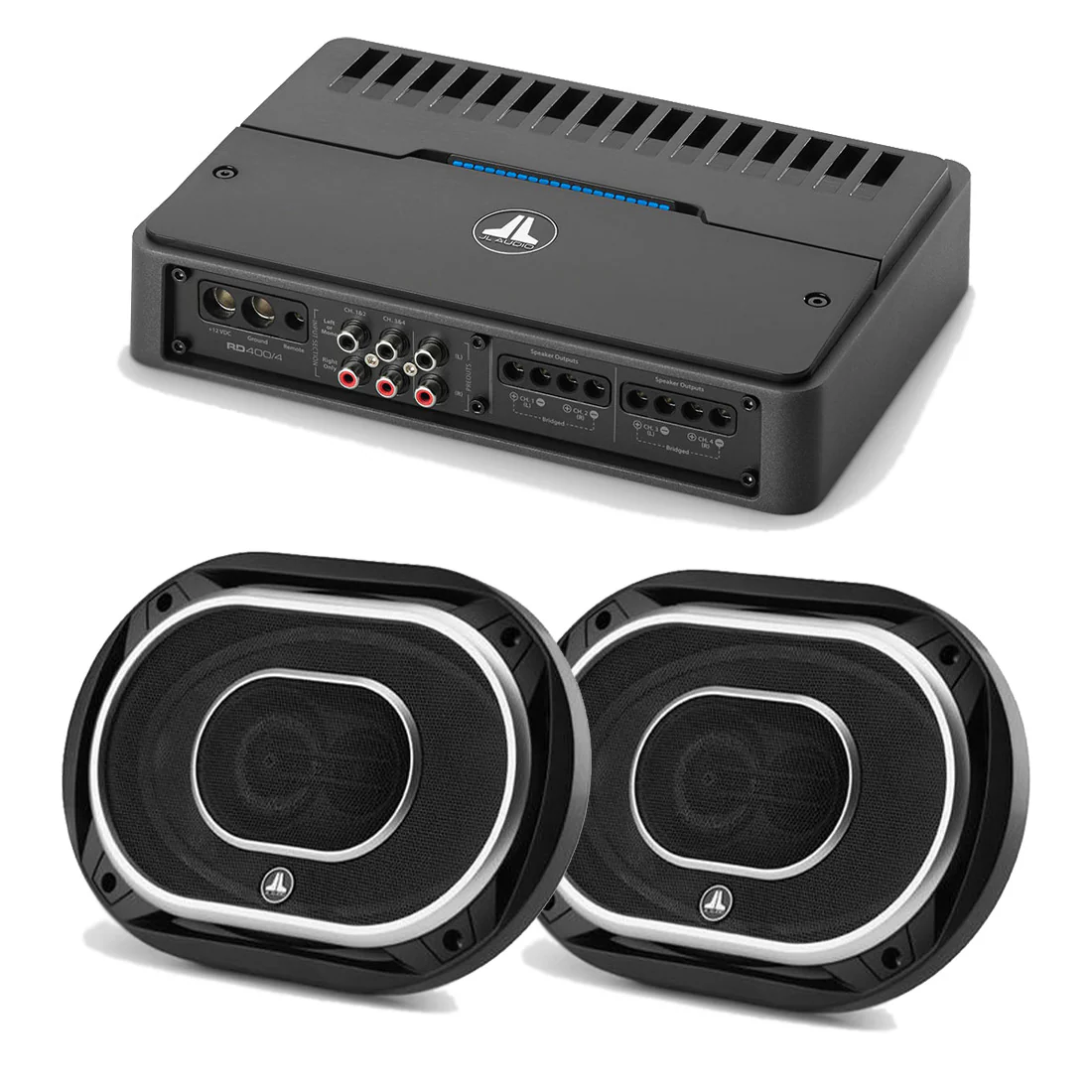 JL Audio RD400/4 4 Ch. Amplifier - #98621 | C2-690TX 6×9"Coaxial Speakers - #99619 - Bundle