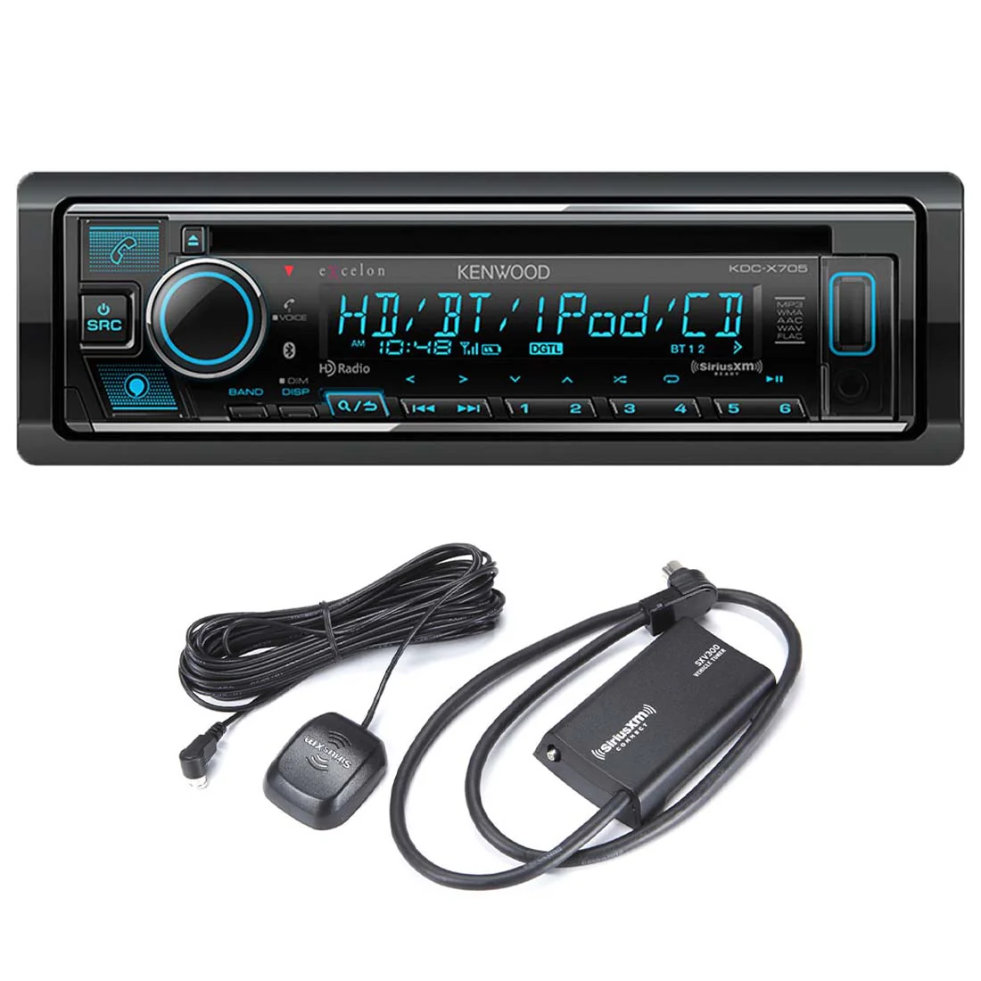 Kenwood eXcelon KDC-X705 CD Receiver | SiriusXM SXV300V1C Connect Vehicle Tuner Bundle