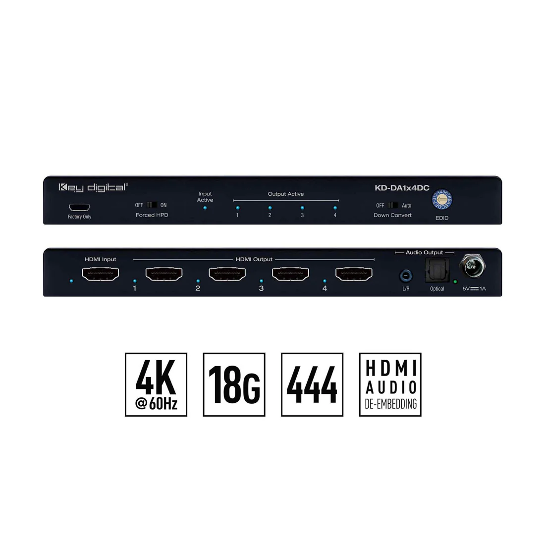 Key Digital KDDA1X4DC HDMI Splitter (KDDA1X4DC)