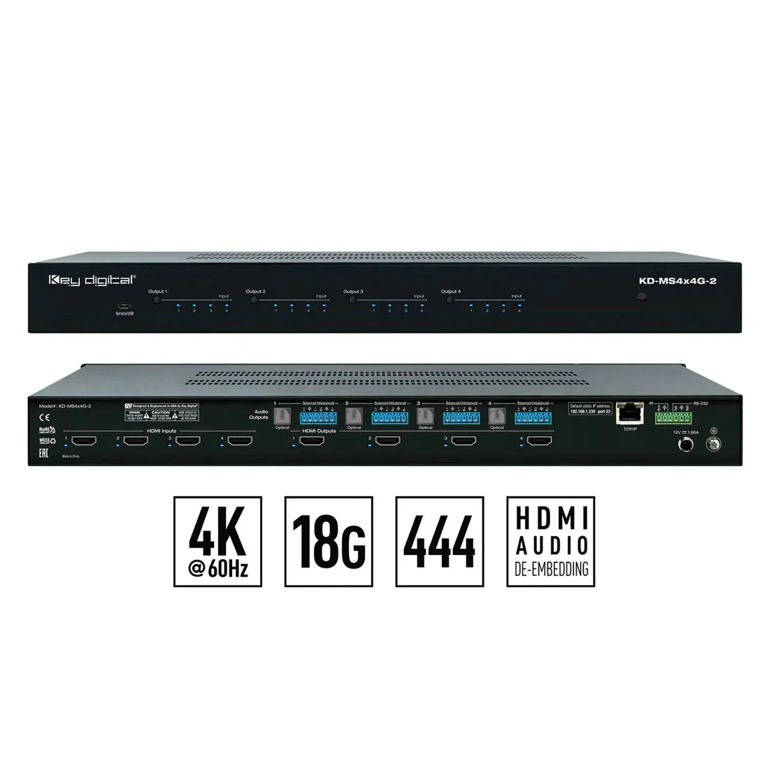 Key Digital KDMS4X4G2 HDMI Matrix Switch (KDMS4x4G2)