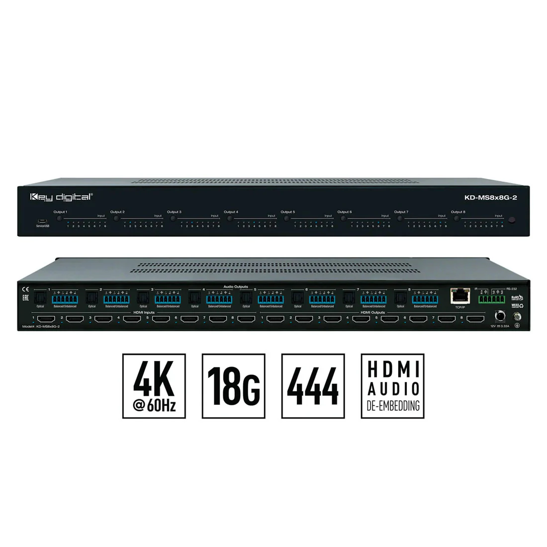 Key Digital KDMS8x8G2 4K/18G HDMI Matrix Switcher (KDMS8x8G2)