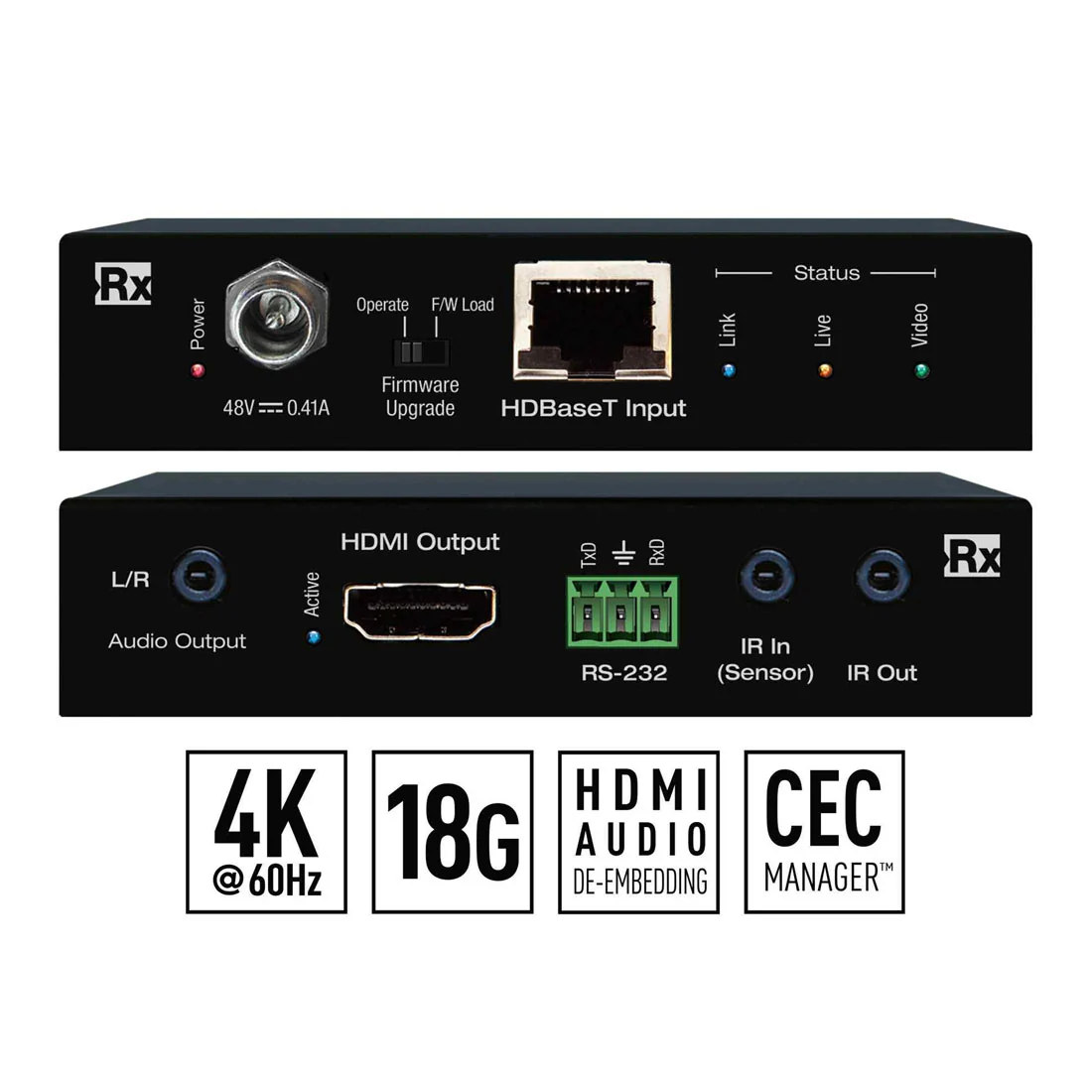 Key Digital KDX40MRX HD Base Receiver With L/R Audio De-Embed (KDX40MRX)