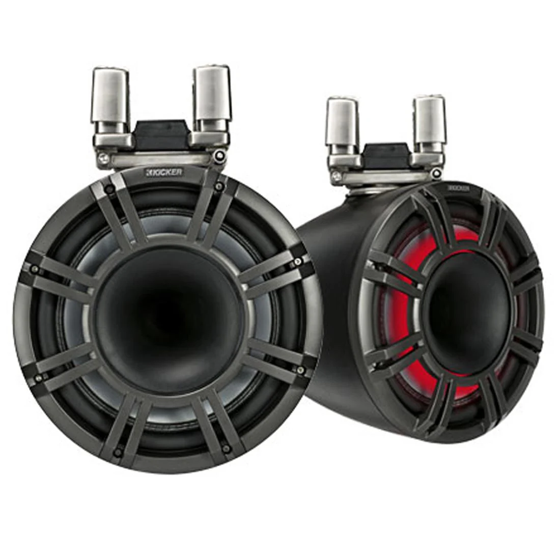 Kicker 44KMTC114 11" Wakeboard Tower Speakers with LED Grilles - Charcoal Black (44KMTC114)