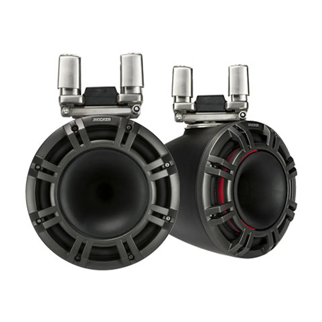 Kicker 44KMTC94 9" Wakeboard Tower Speakers with LED Grilles and Tube-Clamp Mounting (44KMTC94)
