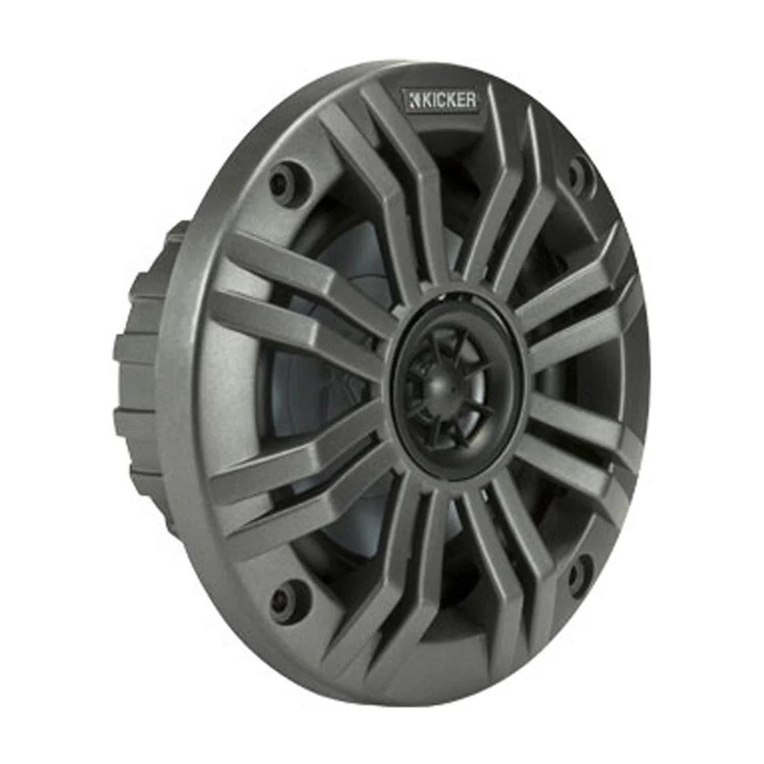 Kicker 45KM42 4" 2-Way 2-Ohm Marine Coaxial Speakers with Charcoal and White Grilles (45KM42) - Image 2