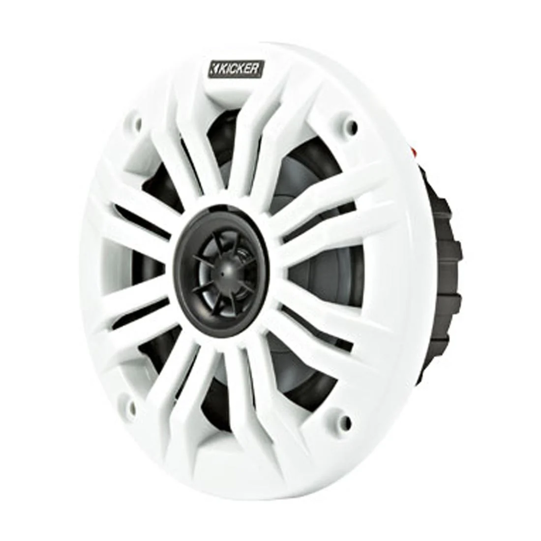 Kicker 45KM42 4" 2-Way 2-Ohm Marine Coaxial Speakers with Charcoal and White Grilles (45KM42) - Image 3