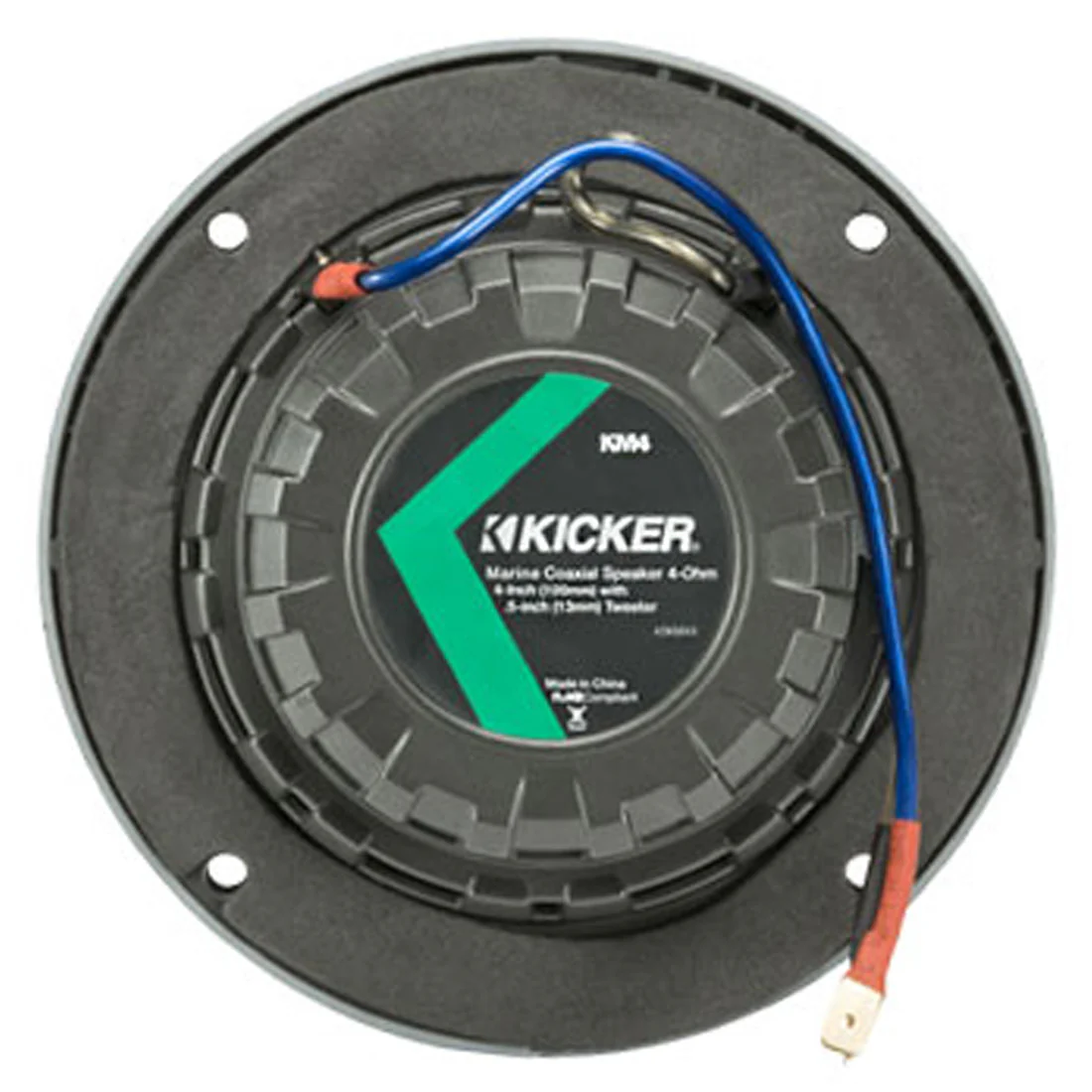 Kicker 45KM42 4" 2-Way 2-Ohm Marine Coaxial Speakers with Charcoal and White Grilles (45KM42) - Image 4