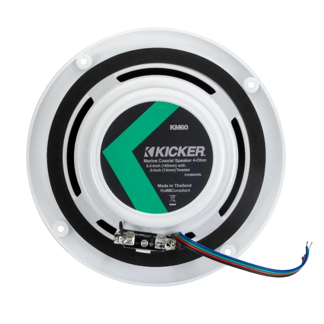 Kicker 51KM604WL 6.5" 4-Ohm Marine Coaxial Speakers with RGB LED Lighting - White - Image 6