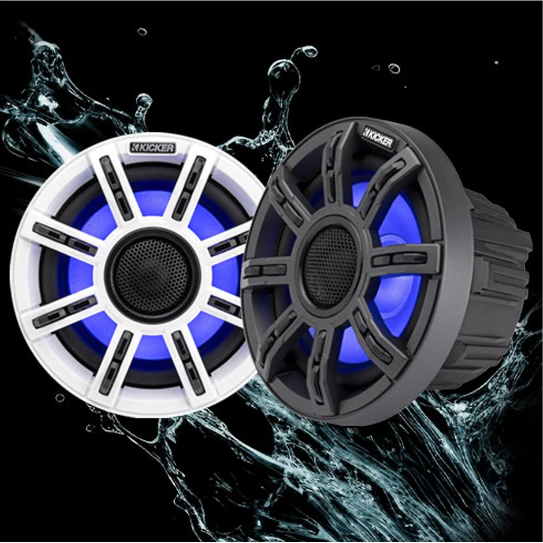 Kicker 51MSC65 6.5" Premium 4-Ohm Marine Coaxial Speakers with LED Lighting - Image 4