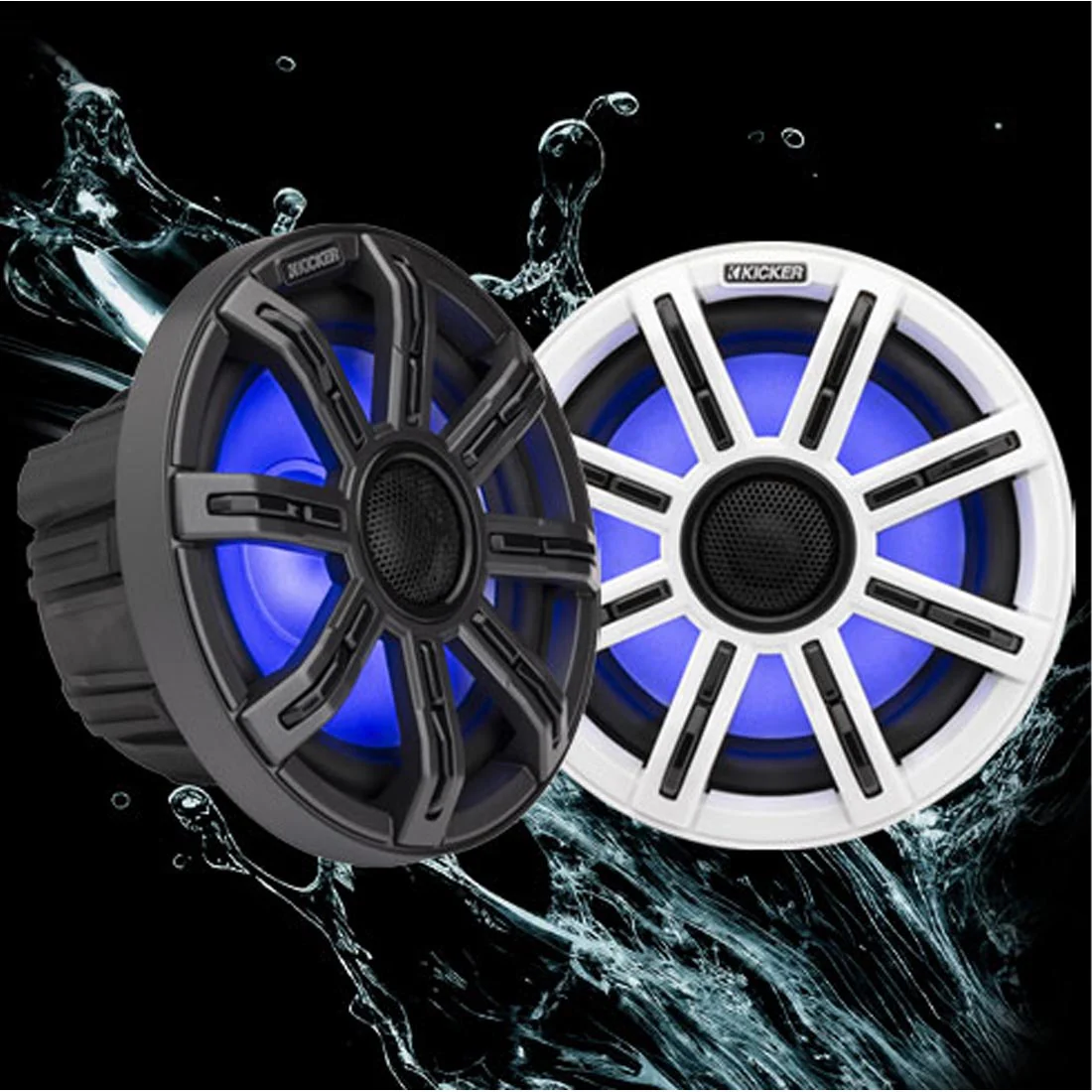 Kicker 51MSC8 8" Premium 4-Ohm Marine Coaxial Speakers with LED Lighting - Image 2