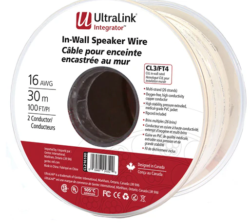 Klipsch PRO-180-RPW 8" In-Wall Speaker (Each) | Ultralink CL216100 Integrator In-Wall Speaker Wire - Bundle - Image 3