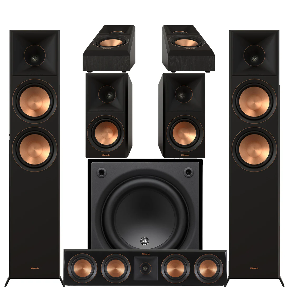 Klipsch RP-6000FBII Reference Premier MK-II 5.0 Speaker Bundle #1 | JL Home Audio D110-GLOSS Dominion 10" Powered Subwoofer- #96281 - Bundle