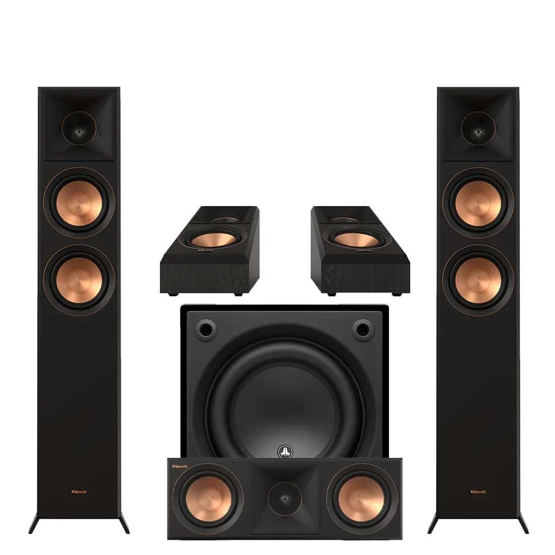 Klipsch RP-5000FBII Reference Premier MK-II 5.0 Speaker Bundle #3 | JL Audio D108-GLOSS 8" Powered Subwoofer- #96281 - Bundle
