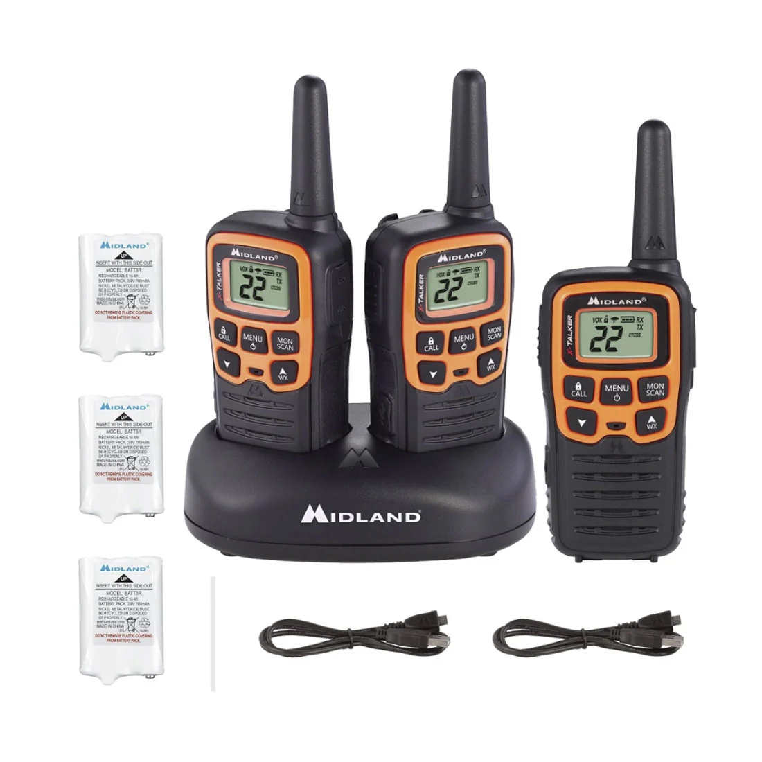 Midland T51X3VP3F 22-Channel Two-Way Radios - 3 Pack - Orange (T51X3VP3F) - Image 3