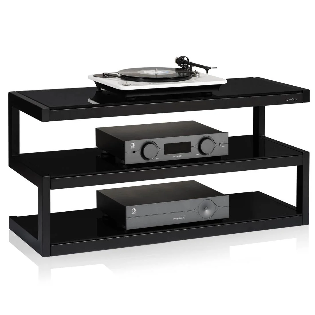 NorStone ESSBSBK Esse, Black 43" AV Rack 3 Black Satin shelves (ESSBSBK)