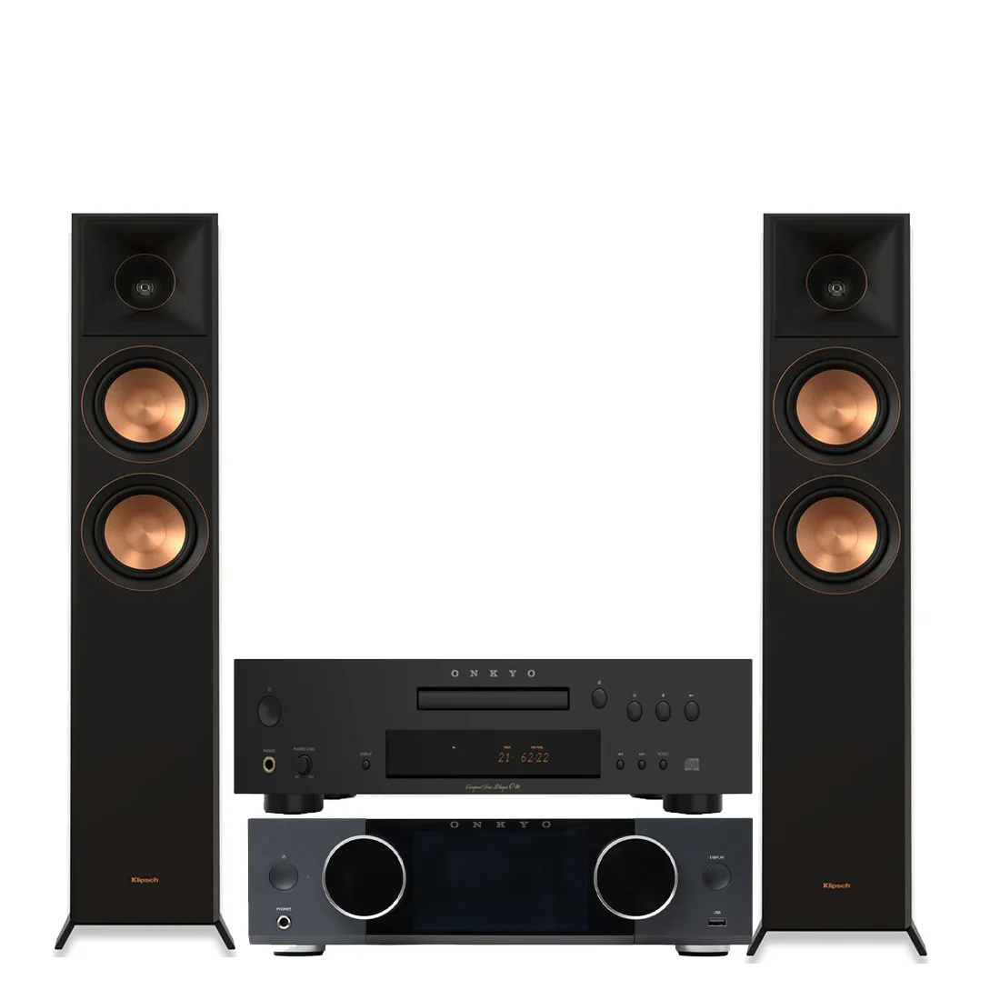 Onkyo A50B Icon Integrated Amplifier | C30B Icon CD Player |  Klipsch RP-6000F II Floor Standing Speakers - Pair - Bundle