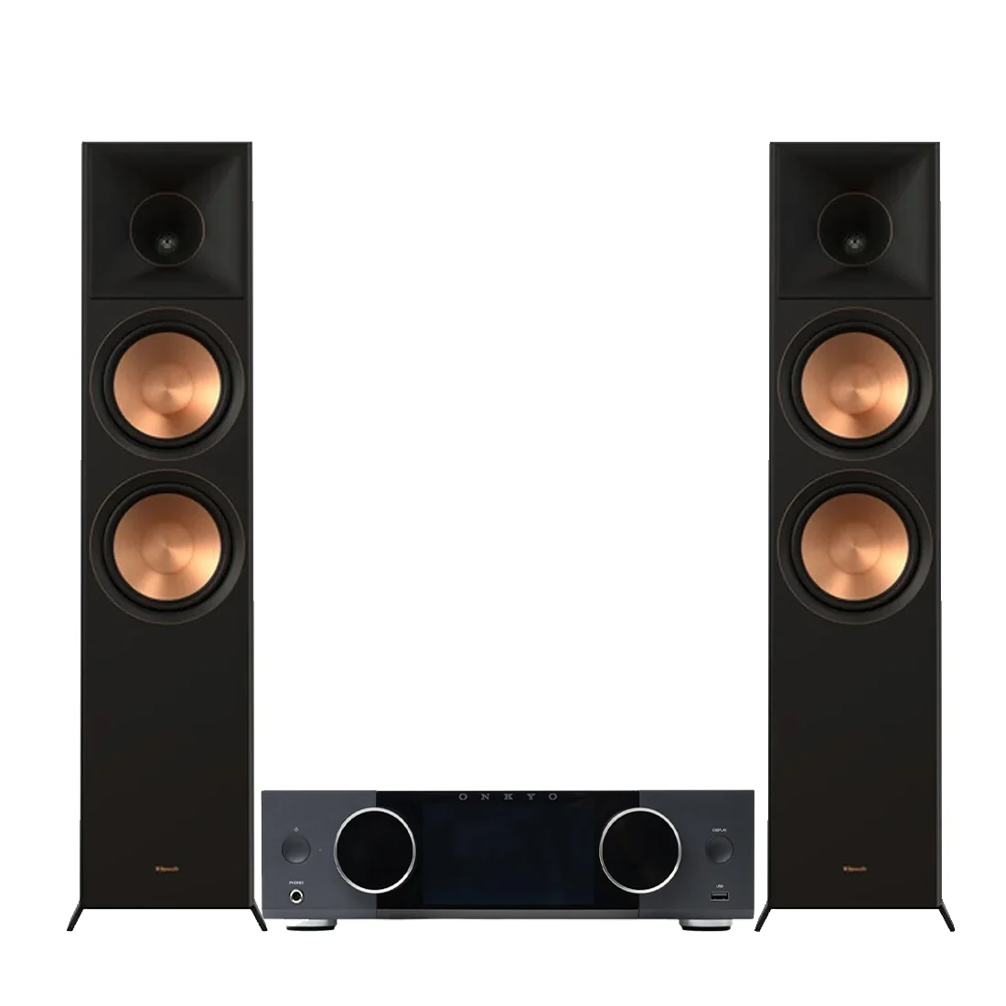 Onkyo Muse Y-50 Network Streamer Integrated Amplifier | Klipsch RP-8060FA II Dolby Atmos Floor Standing Speakers - Pair - Bundle