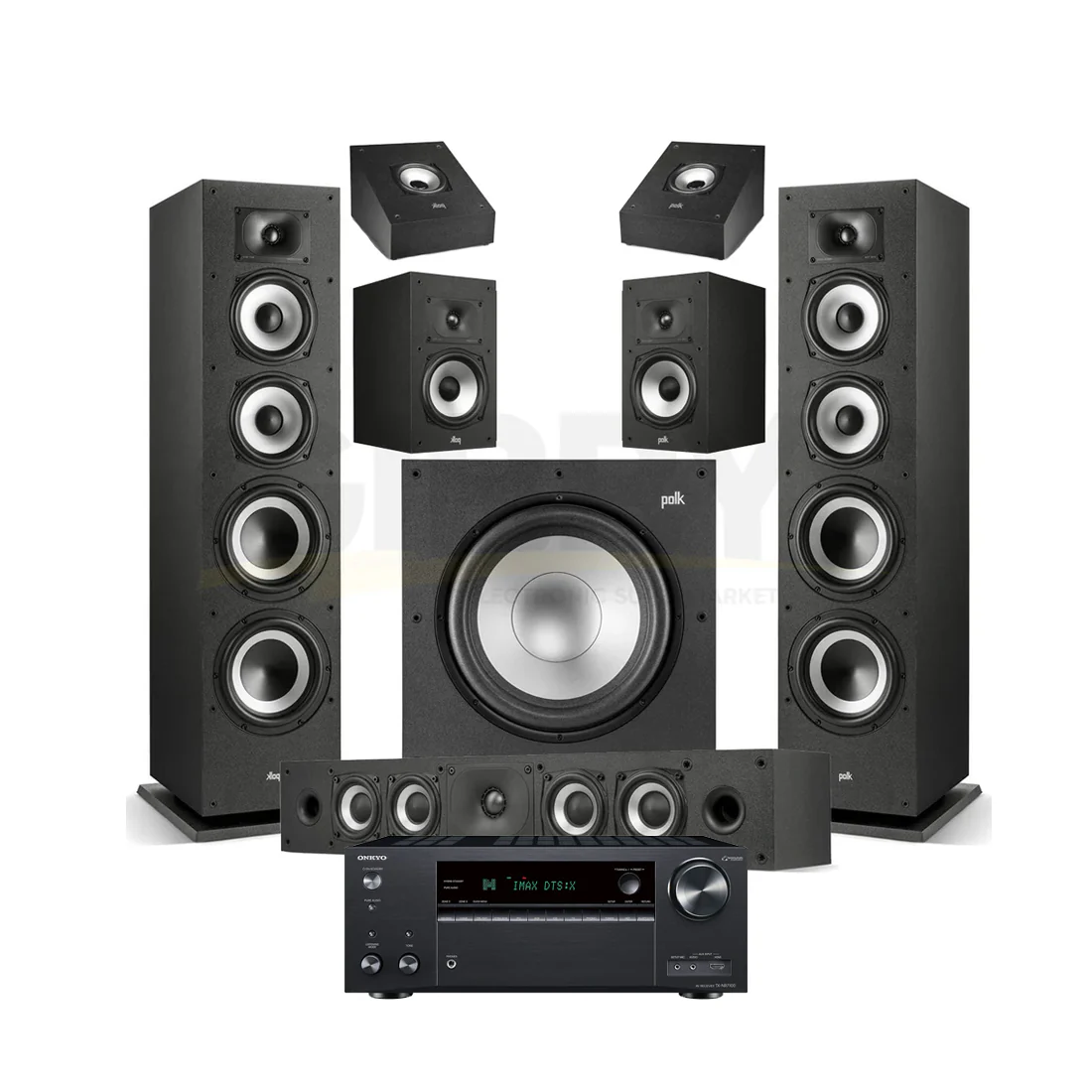 Onkyo TX-NR7100 9.2 Channel THX Certified Network A/V Receiver | Polk Audio Monitor XT70 5.1.2 Home Theater Bundle #1