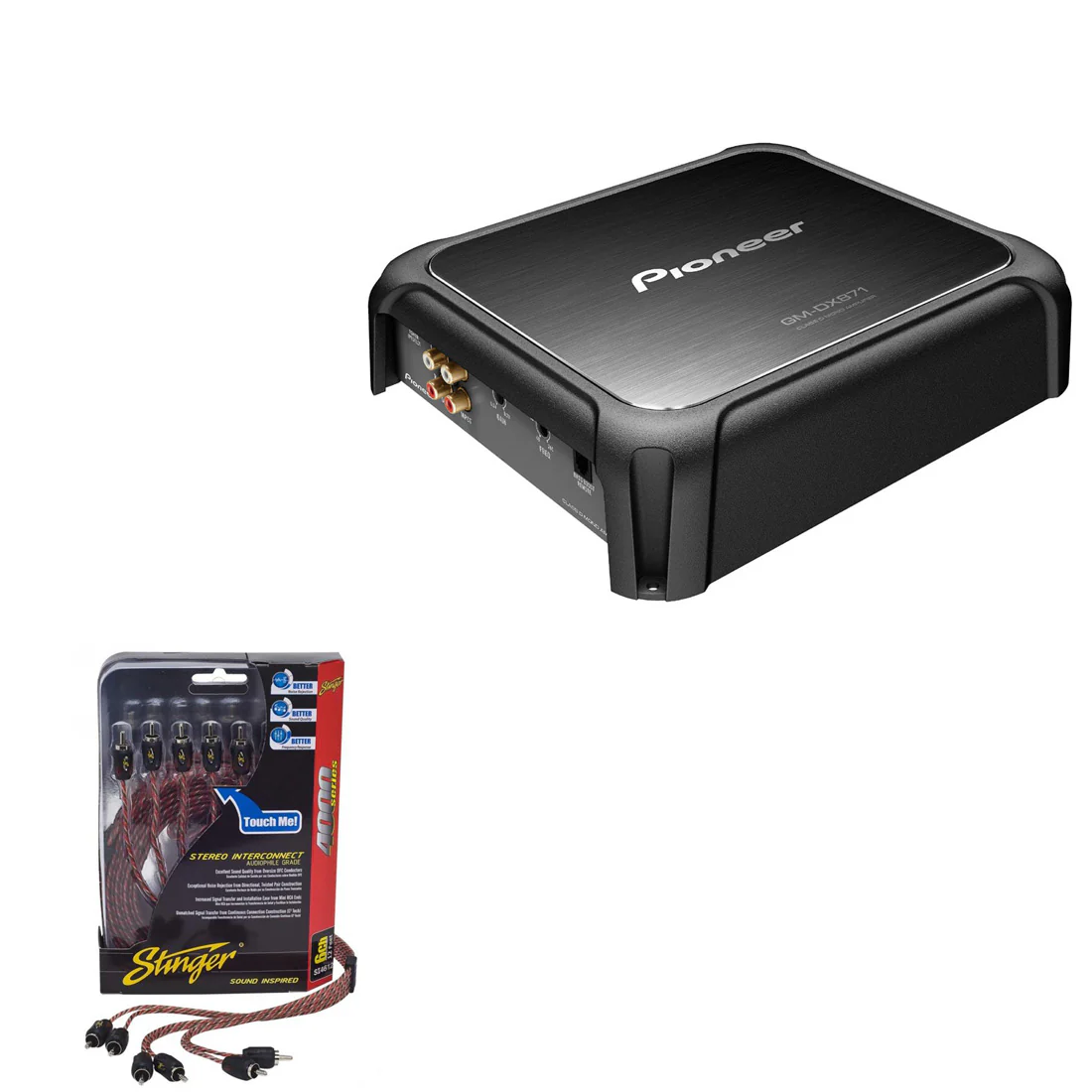 Pioneer GM-DX871 Mono Car Subwoofer Amplifier | Stinger SI4617 Stereo Interconnect Cable - Bundle