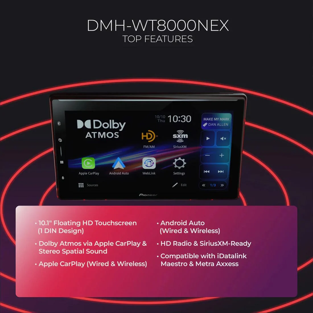 Pioneer SPHERA DMH-WT8000NEX 10.1" Floating Digital Multimedia Receiver - 2026 - Image 5