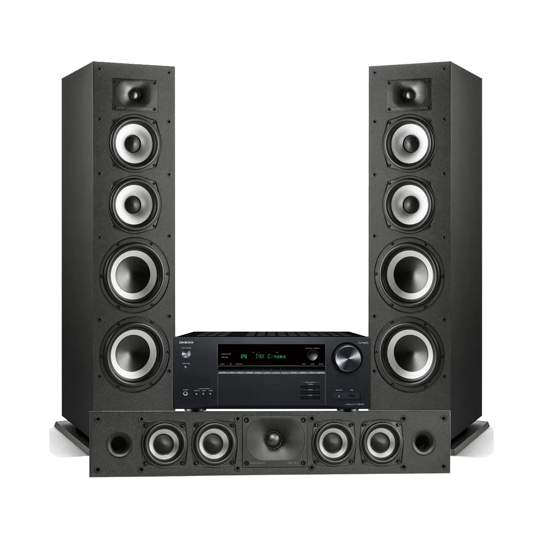 Onkyo TX-NR6100 7.2 Channel A/V Receiver | Polk Audio Monitor XT70 Floor Standing Speakers - Pair | Monitor XT35 Center Channel Loudspeaker - Bundle