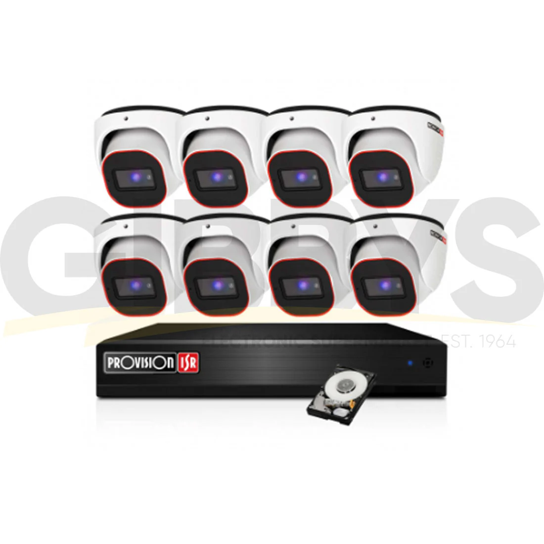 Provision 884MP-V2 Turret Camera Security Bundle x 8 – White (PROVO884MPV2)