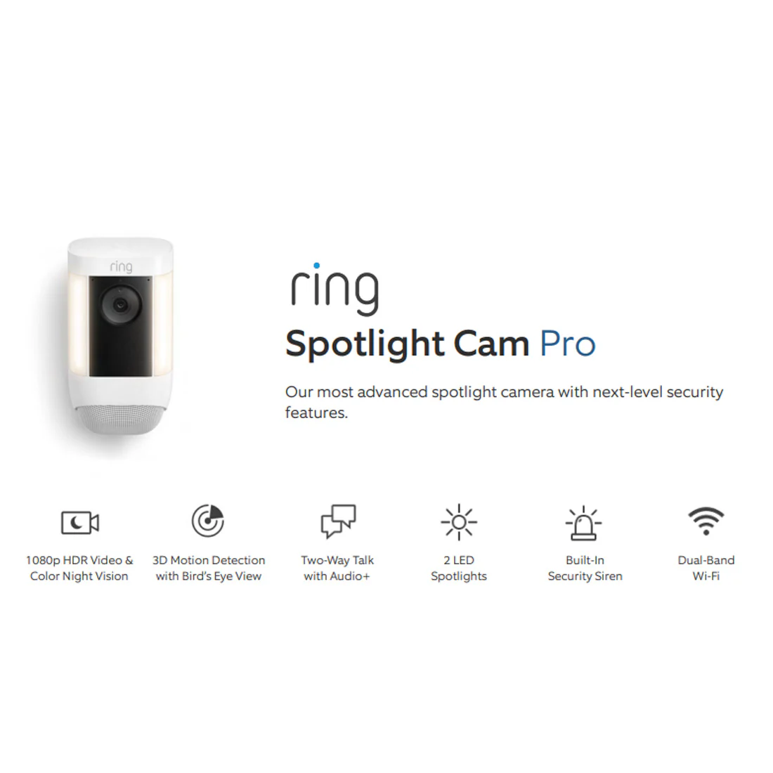Ring Spotlight Cam Pro Battery Powered Motion Detection, Night Vision Camera, Black - Image 2