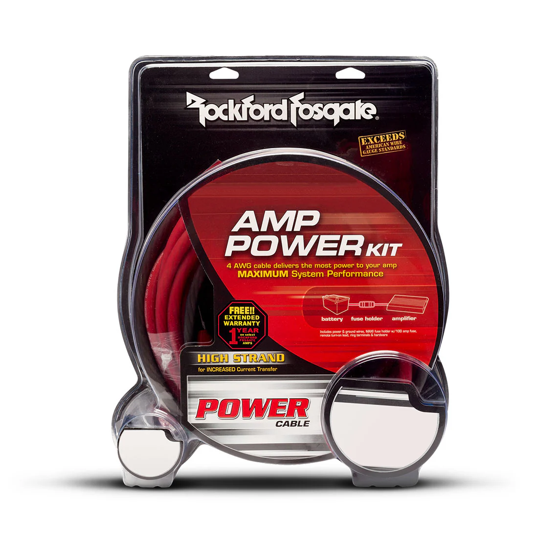 Rockford Fosgate RFK4X 4 AWG Complete Amplifier Installation Kit (RFK4X)