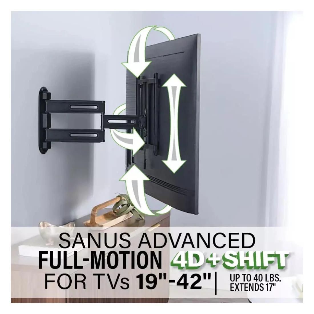 Sanus VSF817-B3 Advanced Full-Motion TV Wall Mount 19"-43" - Black (VSF817B3) - Image 4