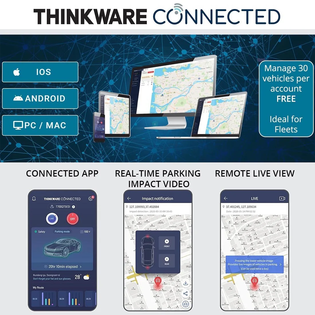 Thinkware Q850H32 2-Channel 2K (1440P) Dash Cam with WiFi & 32GB SD Card (Q850H32) - Image 8
