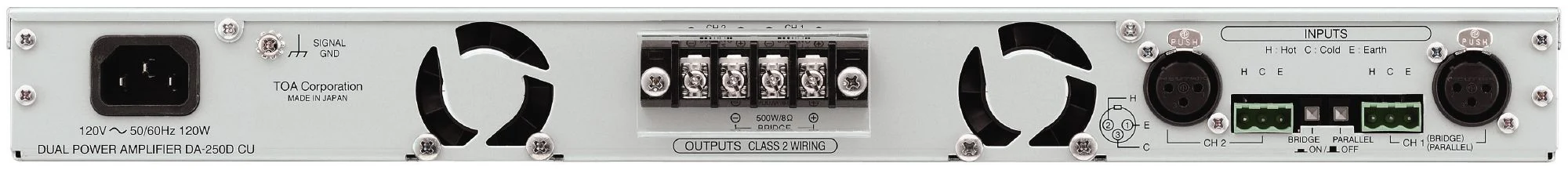 TOA DA-250DH 2-Channel Digital Power Amplifier - 250W, Compact, Rack-Mountable (DA250DH) - Image 2